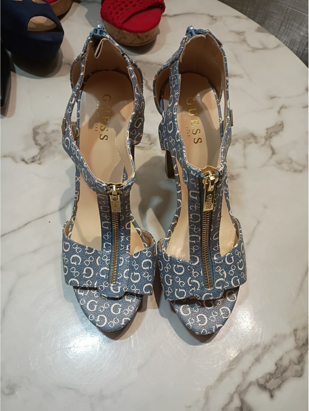 Guess womens bblye chunky heels platform shoes with G logo, Used  8.5m